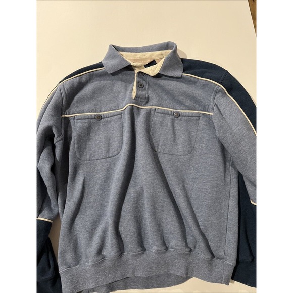 VINTAGE Taylor & Henry Golf Mens M Blue LONG Sleeve Polyester Cotton (B2) - Picture 1 of 3
